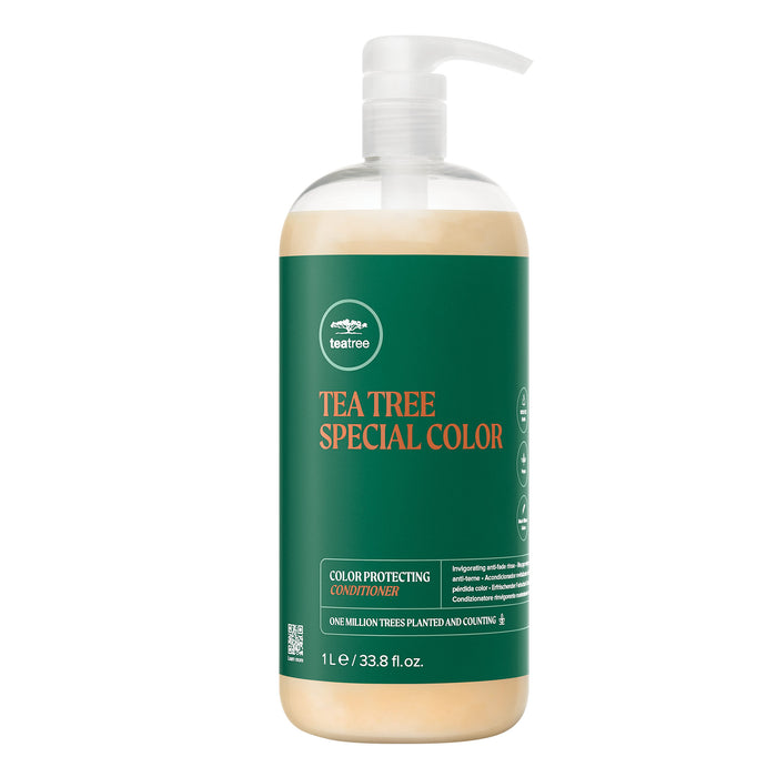A bottle of Tea Tree Special Color Conditioner on a white background