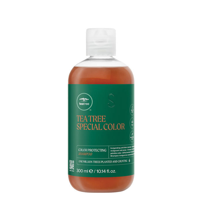 A bottle of Tea Tree Special Color Shampoo on a white background