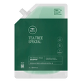 Tea Tree Special shampoo in a 1L green and white refill pouch, on a plain white background.