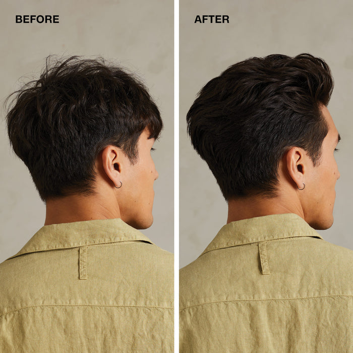 Before and after comparison on a plain background