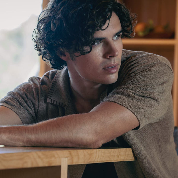Tea Tree male model with finished look in a lifestyle setting