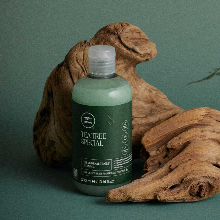Tea Tree Special Shampoo in a artistic setting