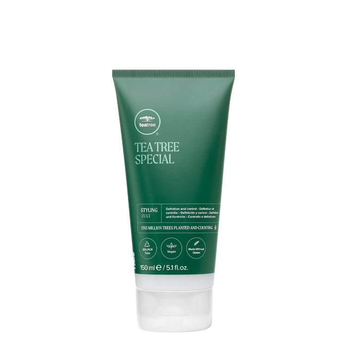 A tube of Tea Tree Special Styling Wax on a white background