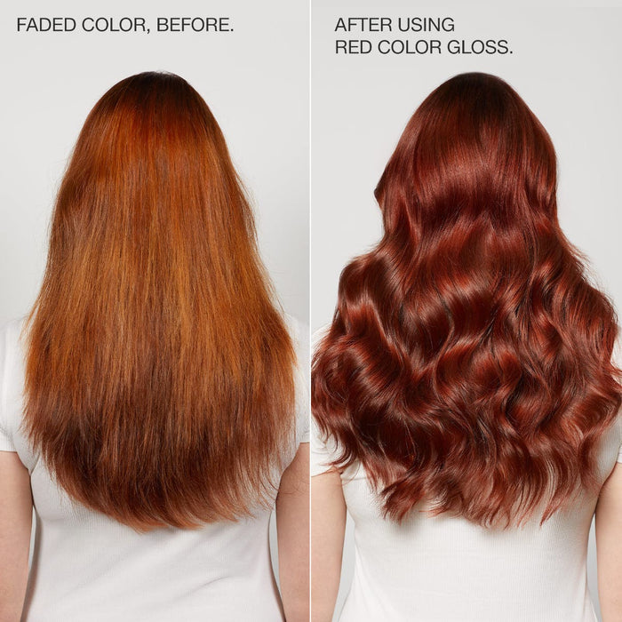 before and after using red color gloss
