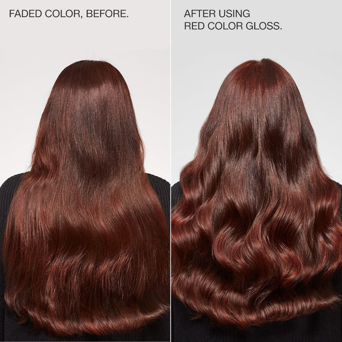 before and after using red color gloss