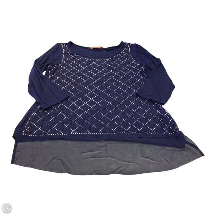 Top 3/4 Sleeve By Belldini In Blue & Gold, Size: M