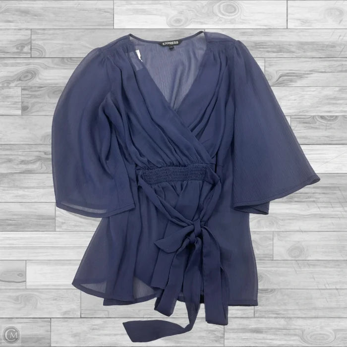 Top 3/4 Sleeve By Express In Blue, Size: Xs