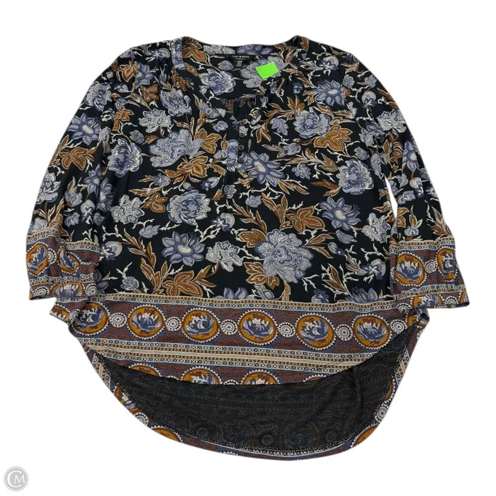 Top 3/4 Sleeve By Lucky Brand In Floral Print, Size: M