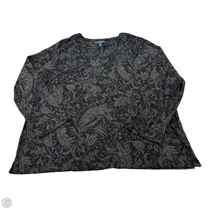 Top Long Sleeve By Lauren By Ralph Lauren In Black & Grey, Size: 3x