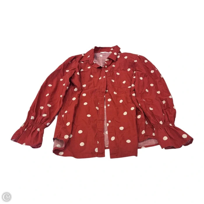 Top Long Sleeve By Lc Lauren Conrad In Polkadot Pattern, Size: Xs
