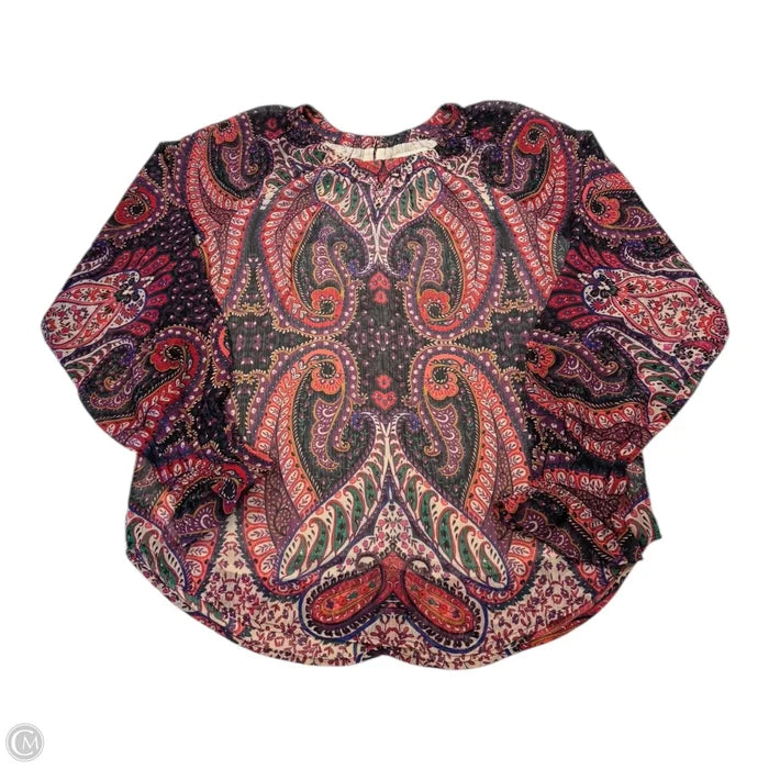Top Long Sleeve By Loft In Paisley Print, Size: Xs