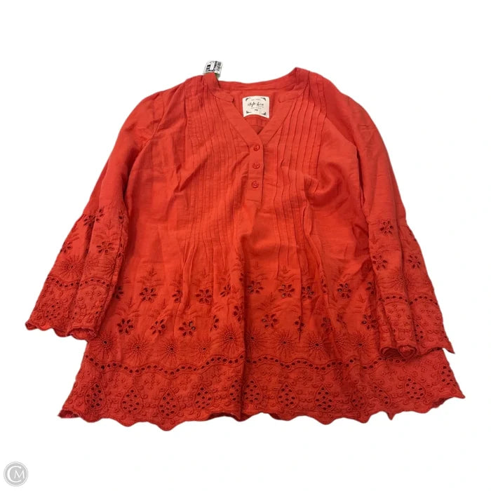 Top Long Sleeve By Style And Co Collection Women In Orange, Size: Mp