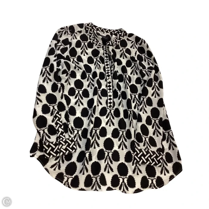Top Long Sleeve By Talbots In Black & Cream, Size: Lp