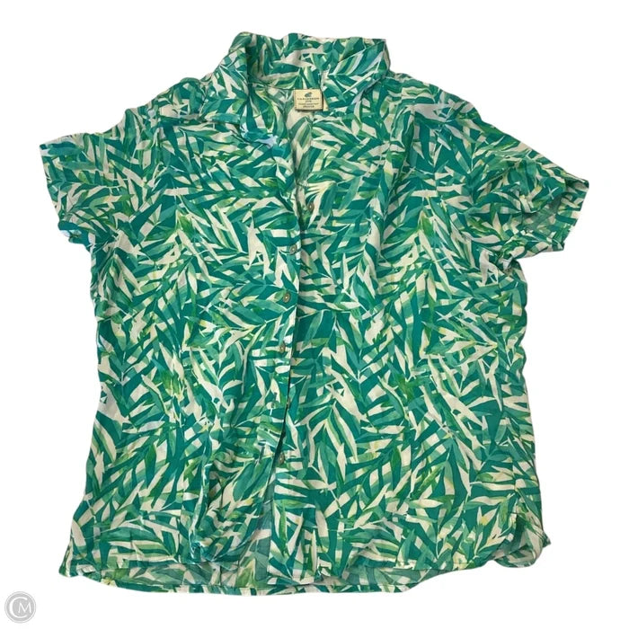 Top Short Sleeve By Caribbean Joe In Tropical Print, Size: Lp