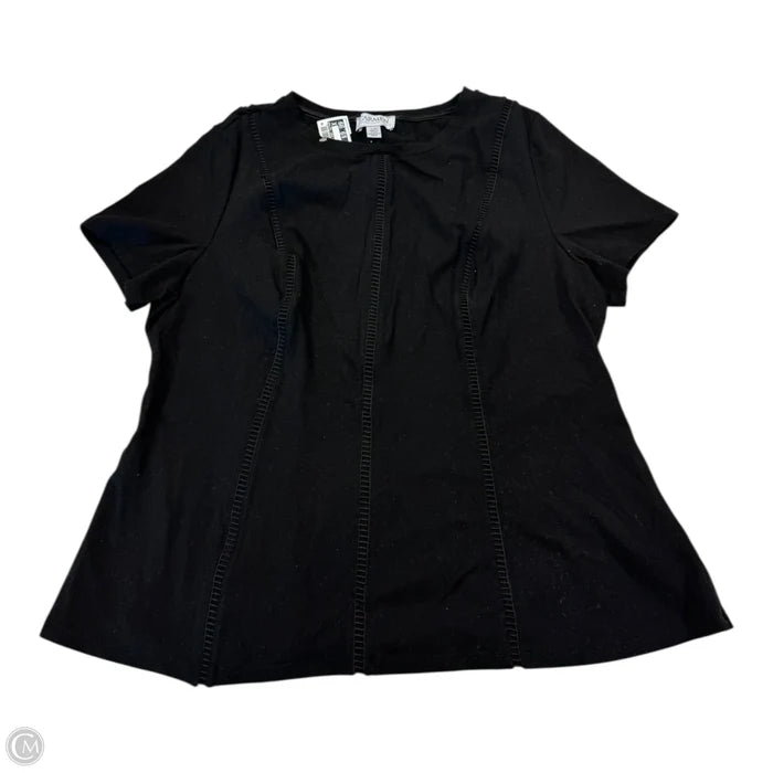 Top Short Sleeve By Carmen By Carmen Marc Valvo In Black, Size: L