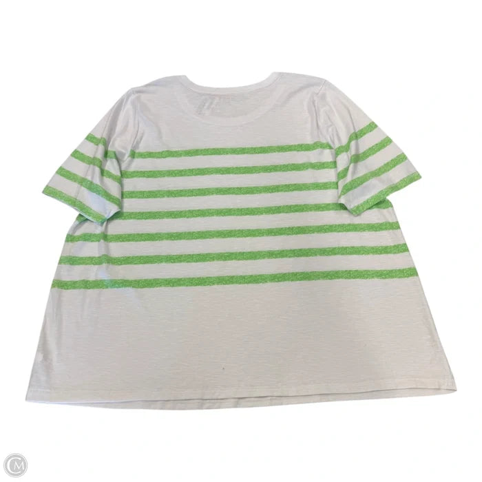 Top Short Sleeve By Lane Bryant In Green & White, Size: 22
