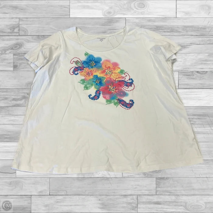 Top Short Sleeve By Laura Scott In Floral Print, Size: 2x
