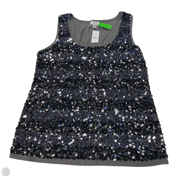Top Sleeveless By Loft In Silver, Size: L