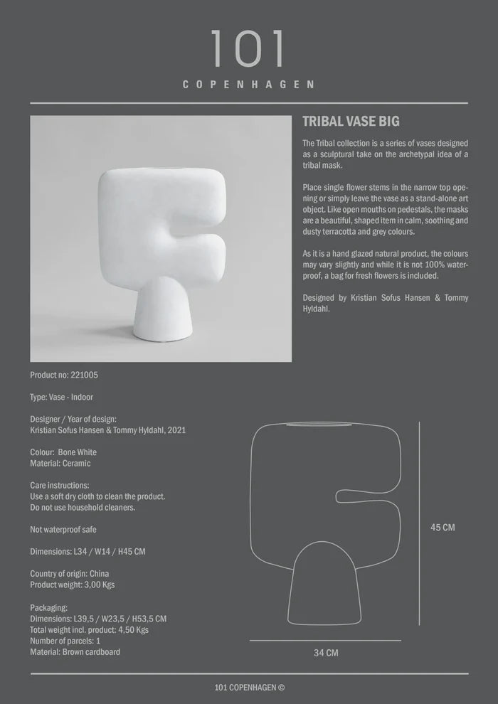 Tribal Vase, Big - Bone White Vases 101 Copenhagen