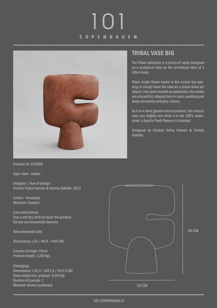 Tribal Vase, Big - Terracotta Vases 101 Copenhagen