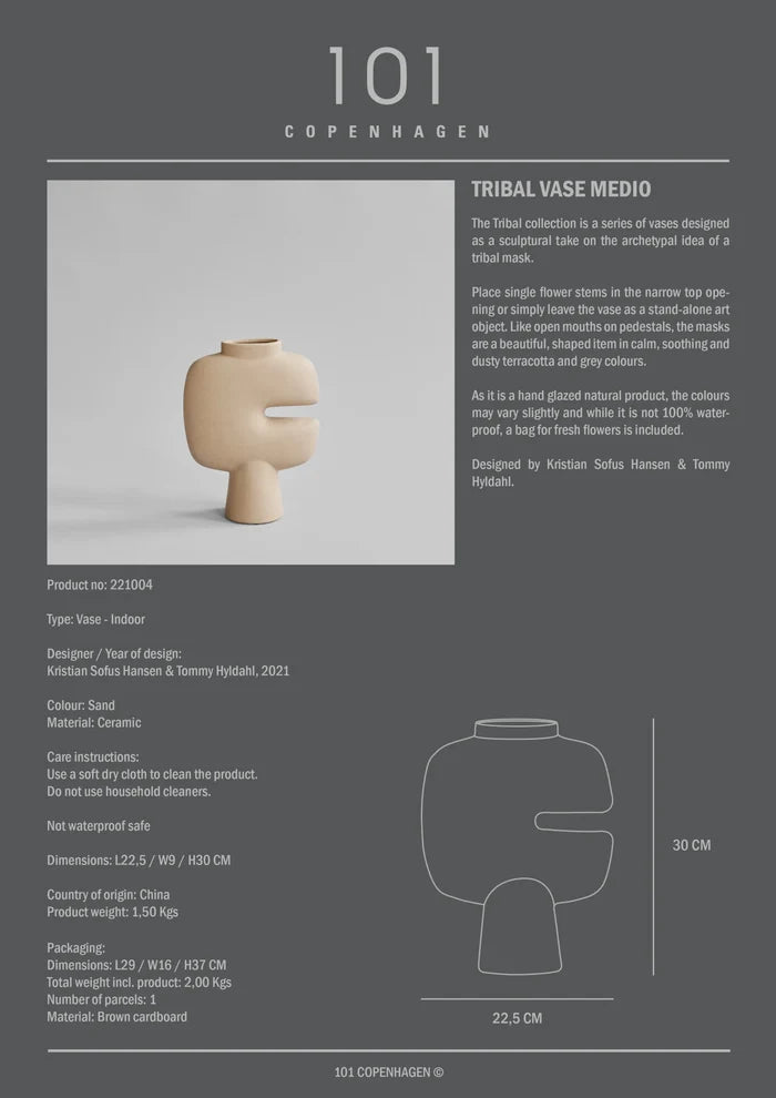 Tribal Vase, Medio - Sand Vases 101 Copenhagen