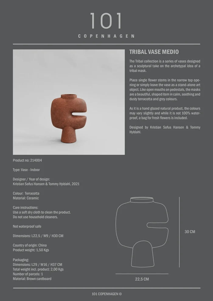 Tribal Vase, Medio - Terracotta Vases 101 Copenhagen