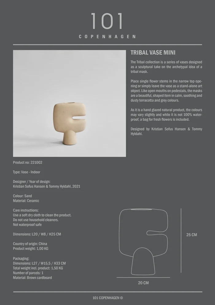 Tribal Vase, Mini - Sand Vases 101 Copenhagen