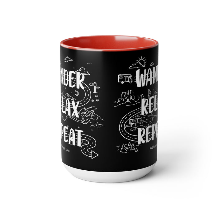 Wander Relax Repeat on Coffee Mugs, 15oz