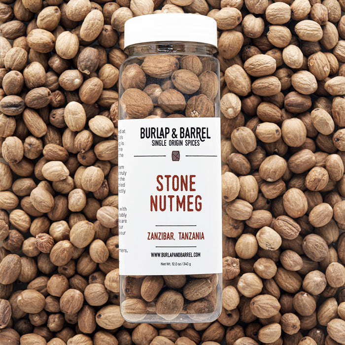12 oz container of whole stone nutmeg from Burlap & Barrel